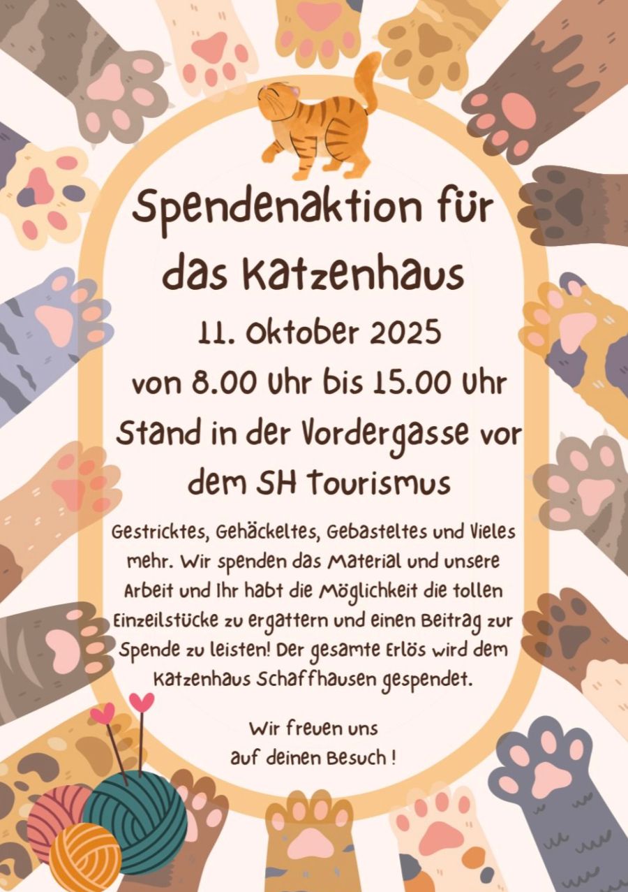 Spendenaktion am 11. Oktober in der Vordergasse SH